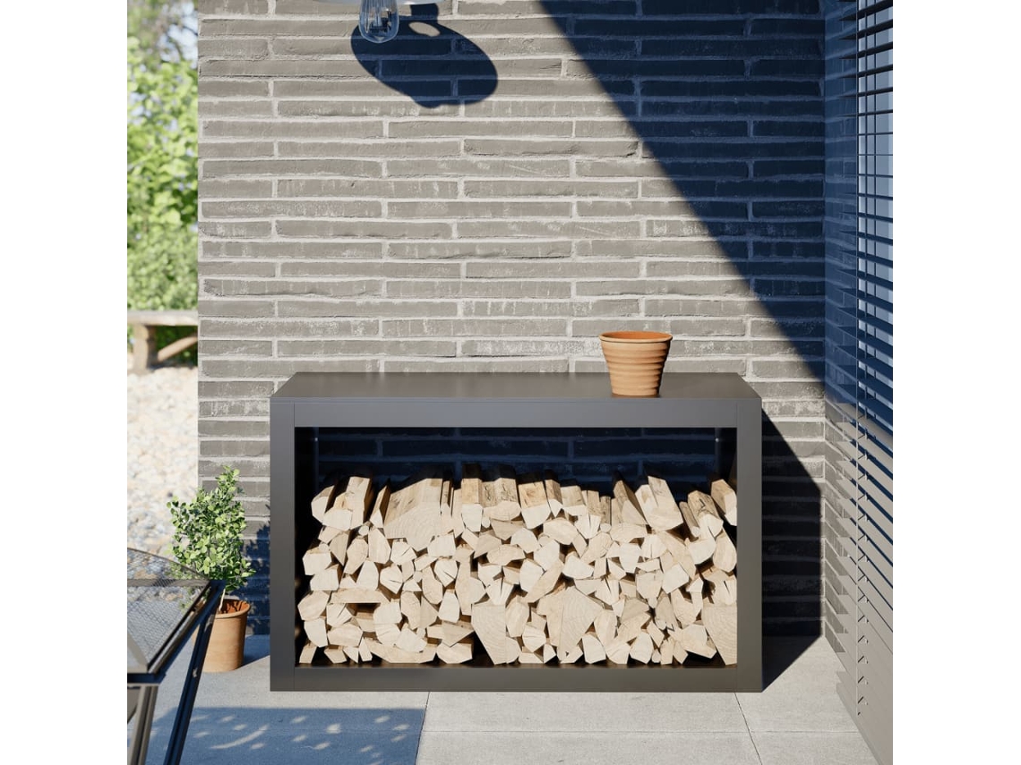 Leñero 100x40x60 cm Acero Antracita LOVELY HOME