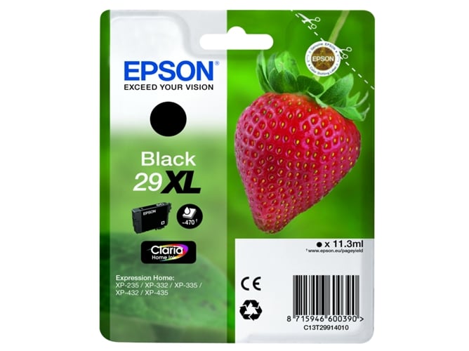Cartucho de tinta original EPSON, 29, Fresa 11,3 ml , Negro, XL, C13T29914022, T2991