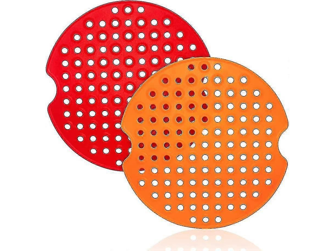 Tapetes De Silicona Reutilizables Para Freidora De Aire (paquete De 2, 20 Cm) - Antiadherentes, Sin Bpa, Rojo Anaranjado
