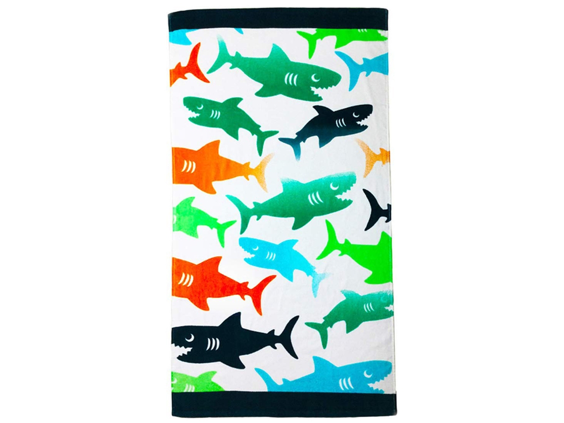 Toalla de playa de microfibra Yuysan para niños, absorbente y de secado rápido, 140x70cm, color verde tiburón.