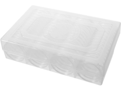 Caja para monedas con 60 compartimentos y cápsulas transparentes de 41 mm. SFUSHOS