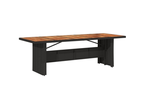 Mesa de jardín superficie madera acacia ratán negro VIDAXL (240x90x75cm)