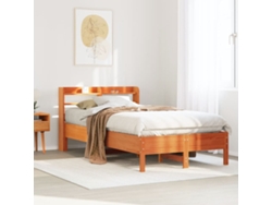 Estructura De Cama Sin Colchón Madera Maciza Marrón 120x190 Cm