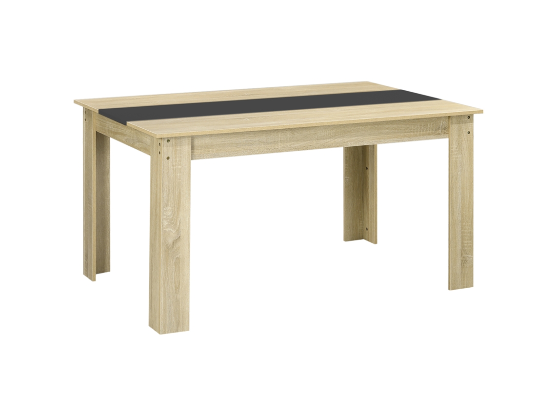 Mesa de comedor CHEZMOI en madera natural y negra.