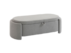 Banco Otomano Ovalado De Terciopelo Tipo Peluche, 129x48,5x44 Cm, 200 Kg, Gris Claro.