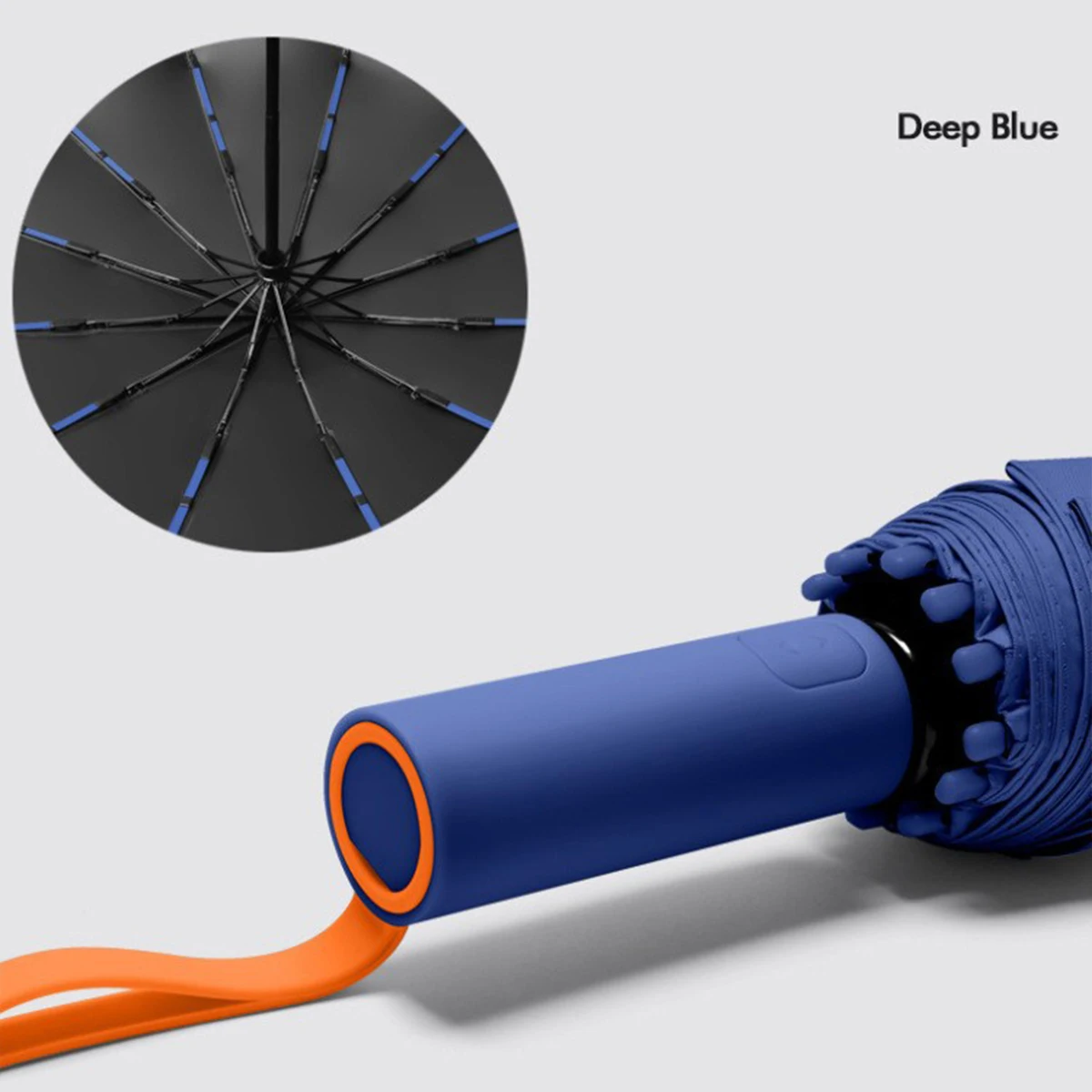 (azul) Sombrilla Automática Extragrande De 72 Varillas, Con Doble Capa Parasol, Resistente Al Viento Y Al Agua.