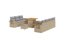 Maison Exclusive - Conjunto de sofás de jardín manuales de 10 piezas, color beige y gris claro