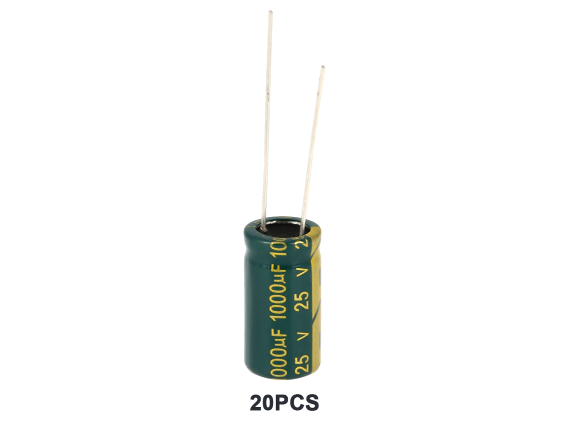 Veloriskku-kit De Capacitores Elétricos Radiais Verdes (25v, 1000uf, 20pcs) Componentes Eletrônicos