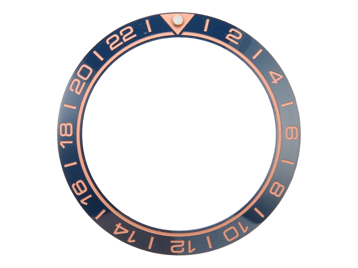 Brazalete de reloj con bisel de cerámica de 41,5 mm en oro rosa y azul