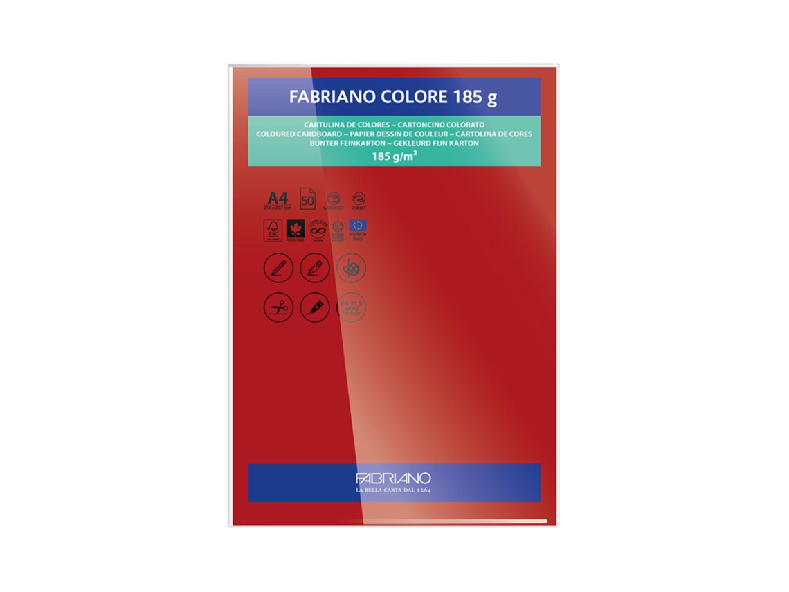 FABRIANO Cartulina A4 185 g/m² Rojo 50 Hojas