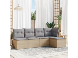 Conjunto de 5 sofás de jardín con cojines de mimbre beige Dkd Home Decor