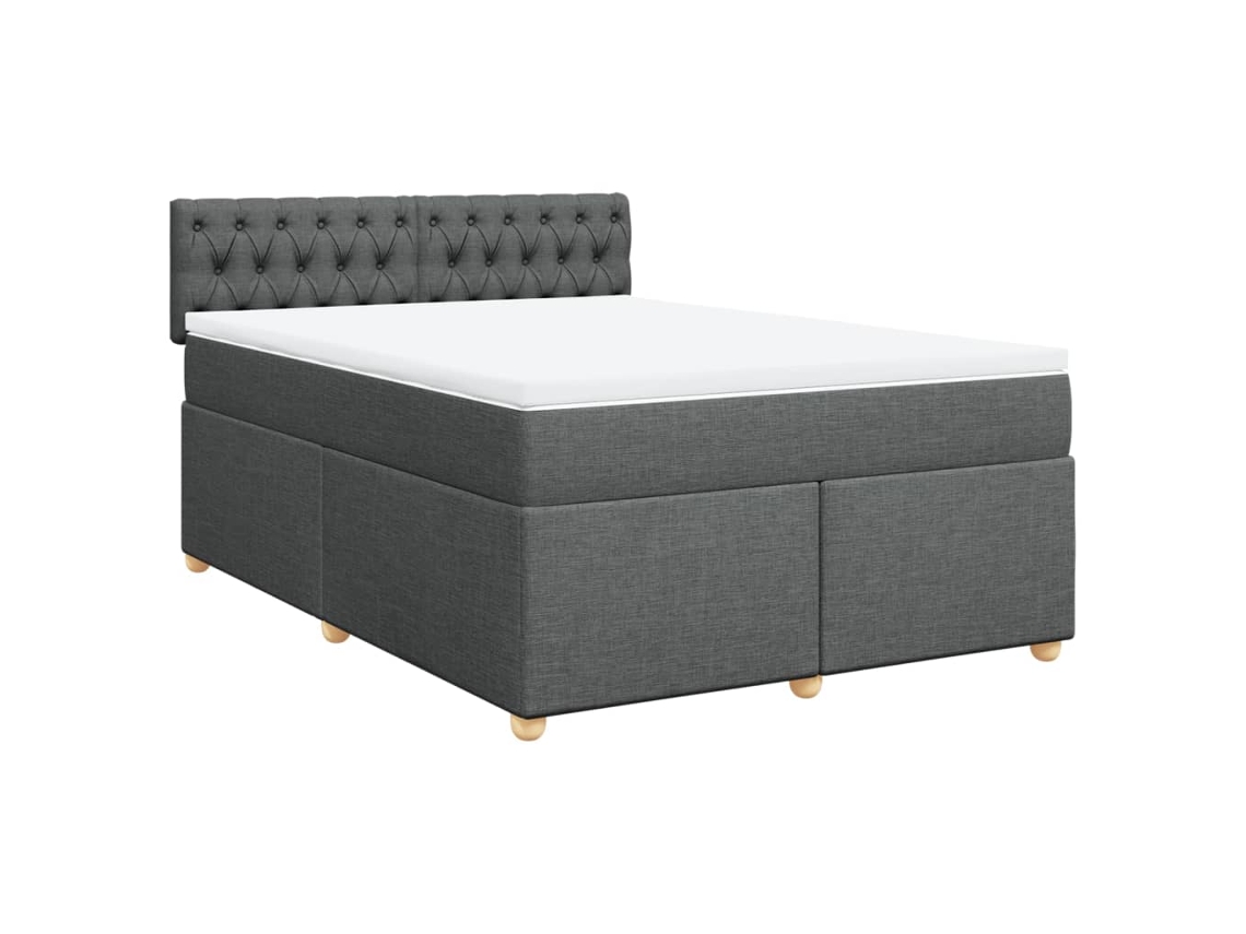 Maison Exclusive - Cama Box Spring Con Colchón Tela Gris Oscuro 140x190 Cm