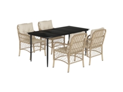 Maison Exclusive - Set Comedor De Jardín 5 Pzas Con Cojines Ratán Sintético Beige