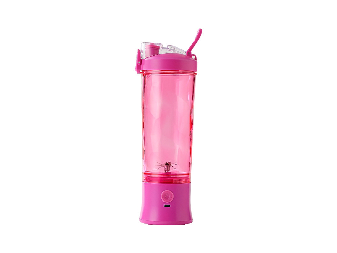 Licuadora Rosa De 600 Ml Con 6 Cuchillas De Acero Inoxidable, Usb, Portátil E Impermeable, Ideal Para Granizados.