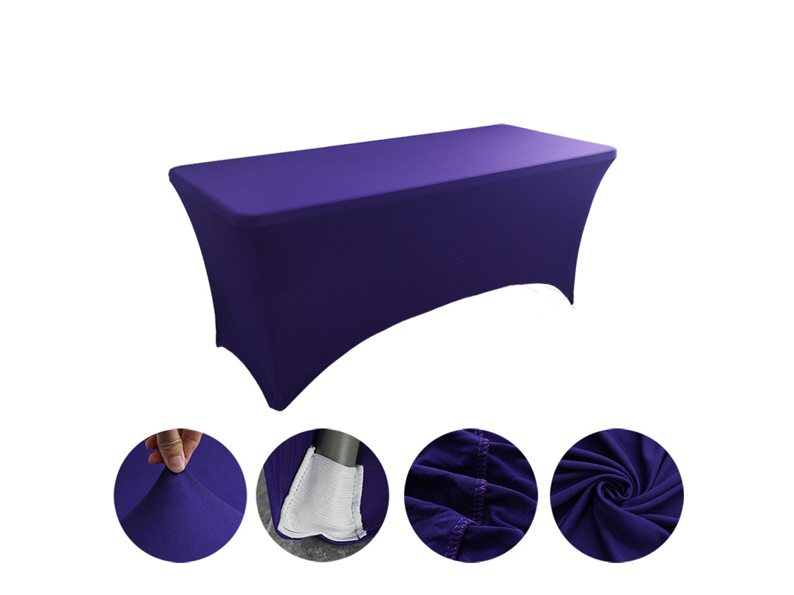 Mantel Rectangular Elástico De Spandex Para Bodas, Banquetes Y Fiestas (morado Oscuro/122x75x75cm) Gertiz