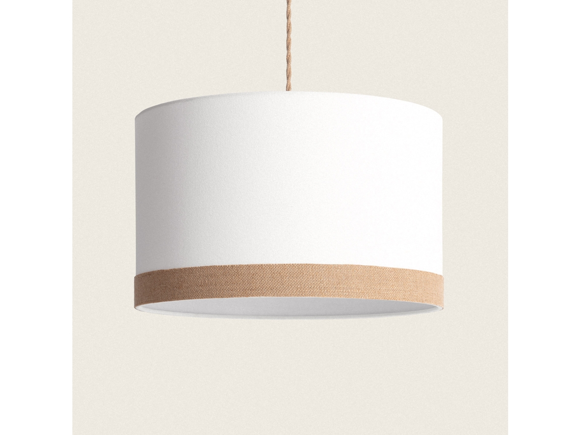 LEDKIA Lámpara Colgante Tela Leya Natural Blanco