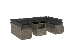 Maison Exclusive - Set De Sofás De Jardín 10 Pzas Con Cojines Ratán Sintético Gris