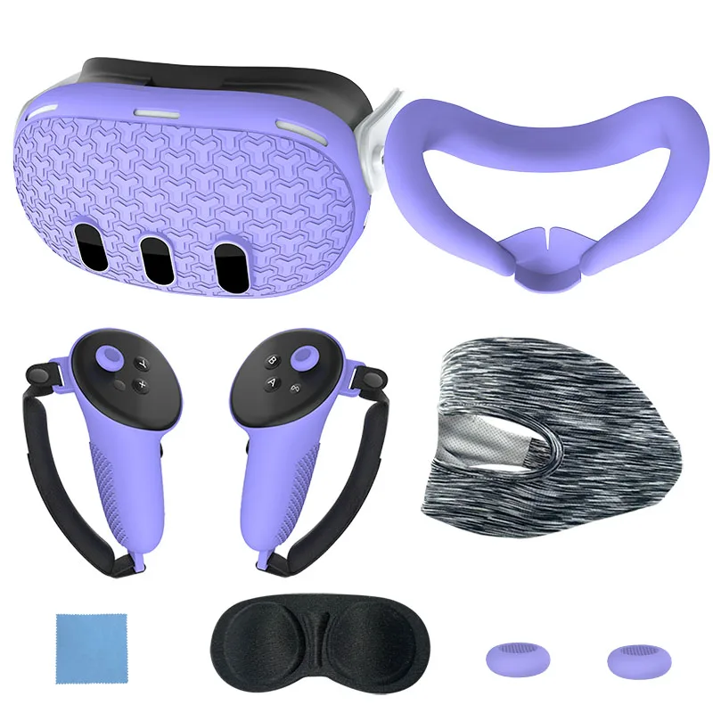 Juego De 7 Accesorios, Funda Protectora Suave Para Realidad Virtual, Estilo Y (morado)