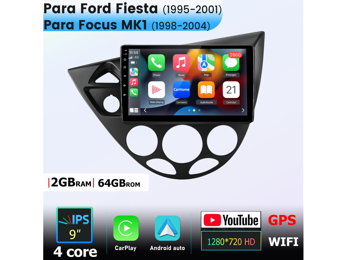 Radio Android para coche Junsun serie V Android 15 Wi-Fi DSP compatible con Ford Fiesta y Focus Mk1 1998–2004 (1995–2001)