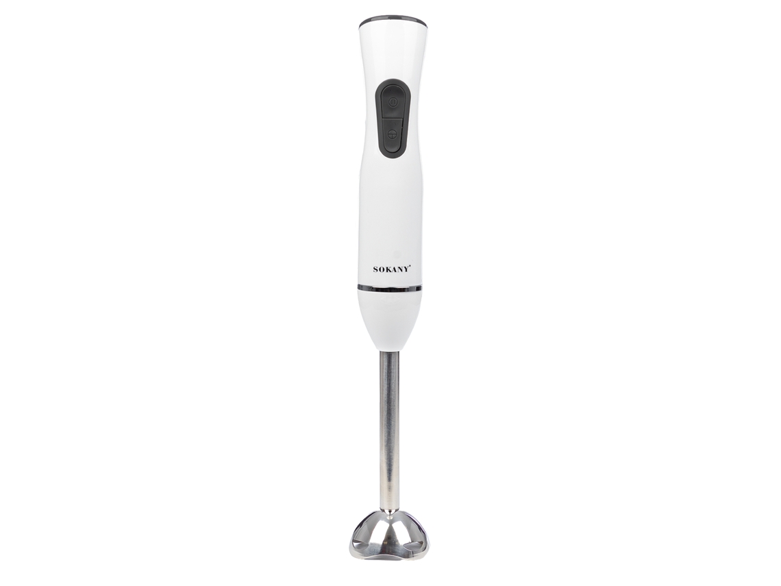 Licuadora de mano de 600 W con dos velocidades, diseño ergonómico y brazo de acero inoxidable apto para lavavajillas.