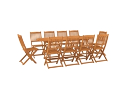 Conjunto 11 comedor de jardín VIDAXL madera maciza acacia (220x90x75cm)