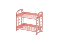 2026-41151-estantería Doble Capa Baño Organizador Maquillaje Abs Plegable Rosa 21.5x14x20.5cm