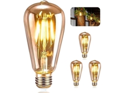 6 Bombillas Led E27 St64 De Estilo Retro De 4w, Luz Blanca Cálida, Para Restaurantes, Cafeterías Y Bares.