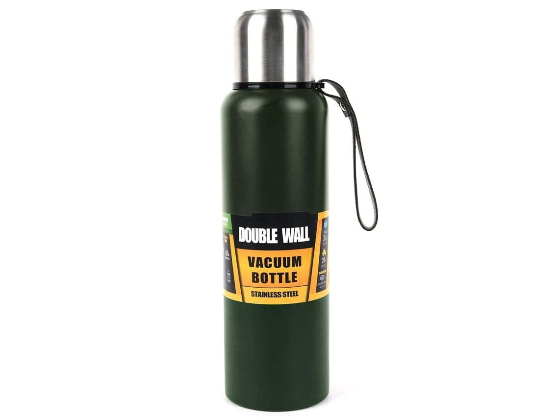 Botella térmica con aislamiento al vacío de 1000 ml, de acero inoxidable 18/8, sin BPA, color verde Gusshious