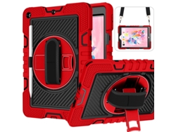Tab S6 Lite P610 en rojo y negro, con correa para el hombro, soporte giratorio y funda para tablet. Yunzii