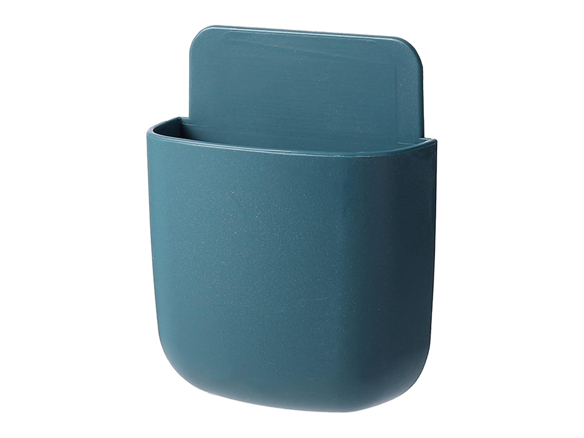 Soporte De Pared Para Mando A Distancia Sin Necesidad De Taladrar, Con Base De Carga Para Teléfonos Móviles Y Compartimento Para Bolígrafos - Azul