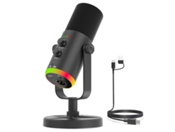 Micrófono dinámico USB/XLR, micrófono de escritorio con botón de silencio. Mdug
