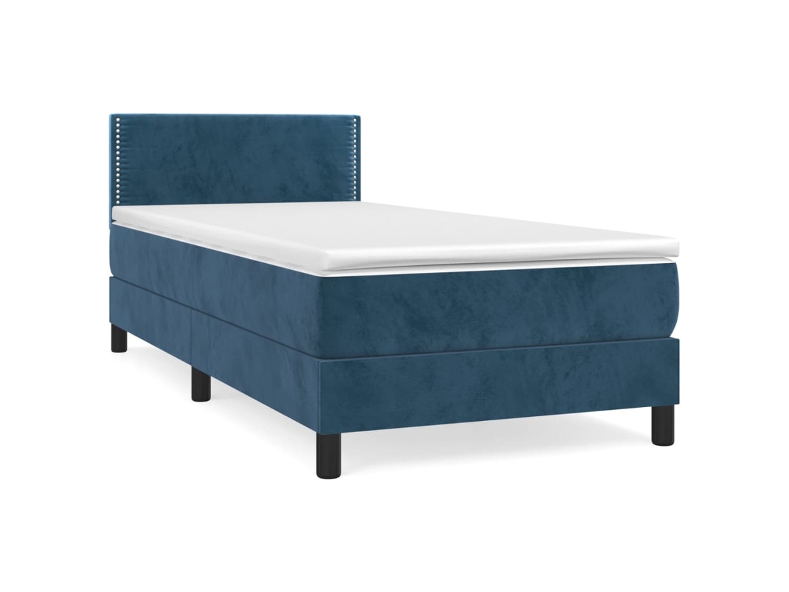Maison Exclusive - Cama Box Spring Con Colchón Terciopelo Azul Oscuro 100x200 Cm
