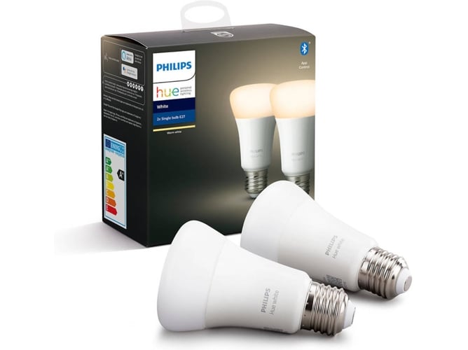 Kit 2 Bombillas Inteligentes PHILIPS HUE (E27 - Blanca Suave)