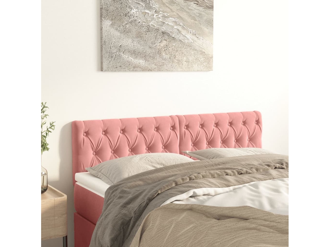 Cabecero De Cama | Panel De Cabeceros 2 Unidades De Terciopelo Rosa 80x7x78/88 Cm