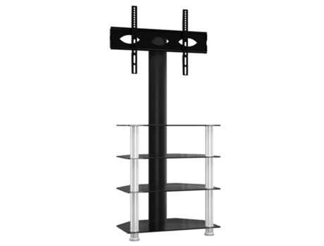 Mueble TV esquina 4 niveles para VIDAXL pulgadas negro plateado (65.5 x 40 x 131 cm)