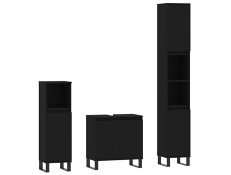 Conjunto 3 de muebles de baño VIDAXL madera contrachapada negro
