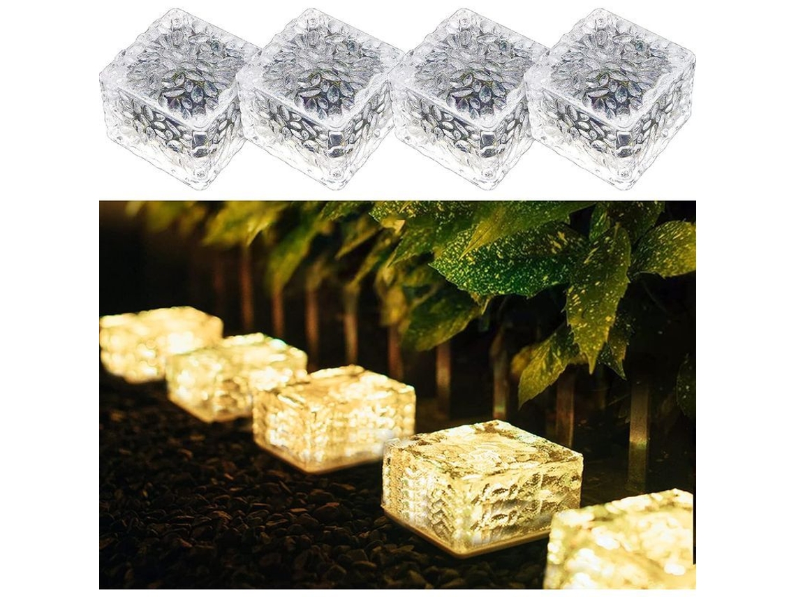 2026-luz Solar De Ladrillo Pvc De Luz Blanca Cálida 4 Unidades Para Jardín Y Exteriores