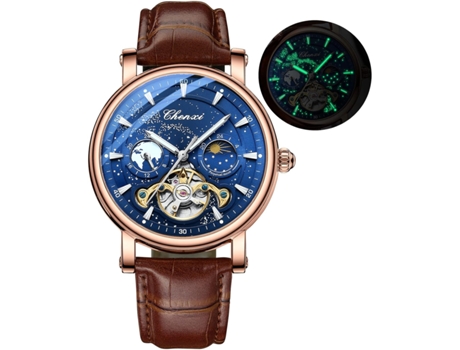 VEANXIN Reloj mecánico automático impermeable para hombre-Negro plata