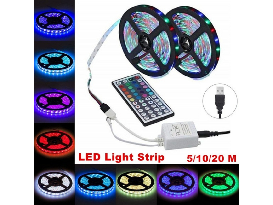 Lámpara LED RGB de 5 metros con cable recargable y control remoto para decoración de dormitorios. CHABERLU