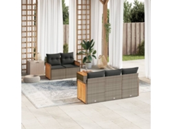 Conjunto de 6 sofás de jardín con cojines en mimbre gris DKD Home Decor