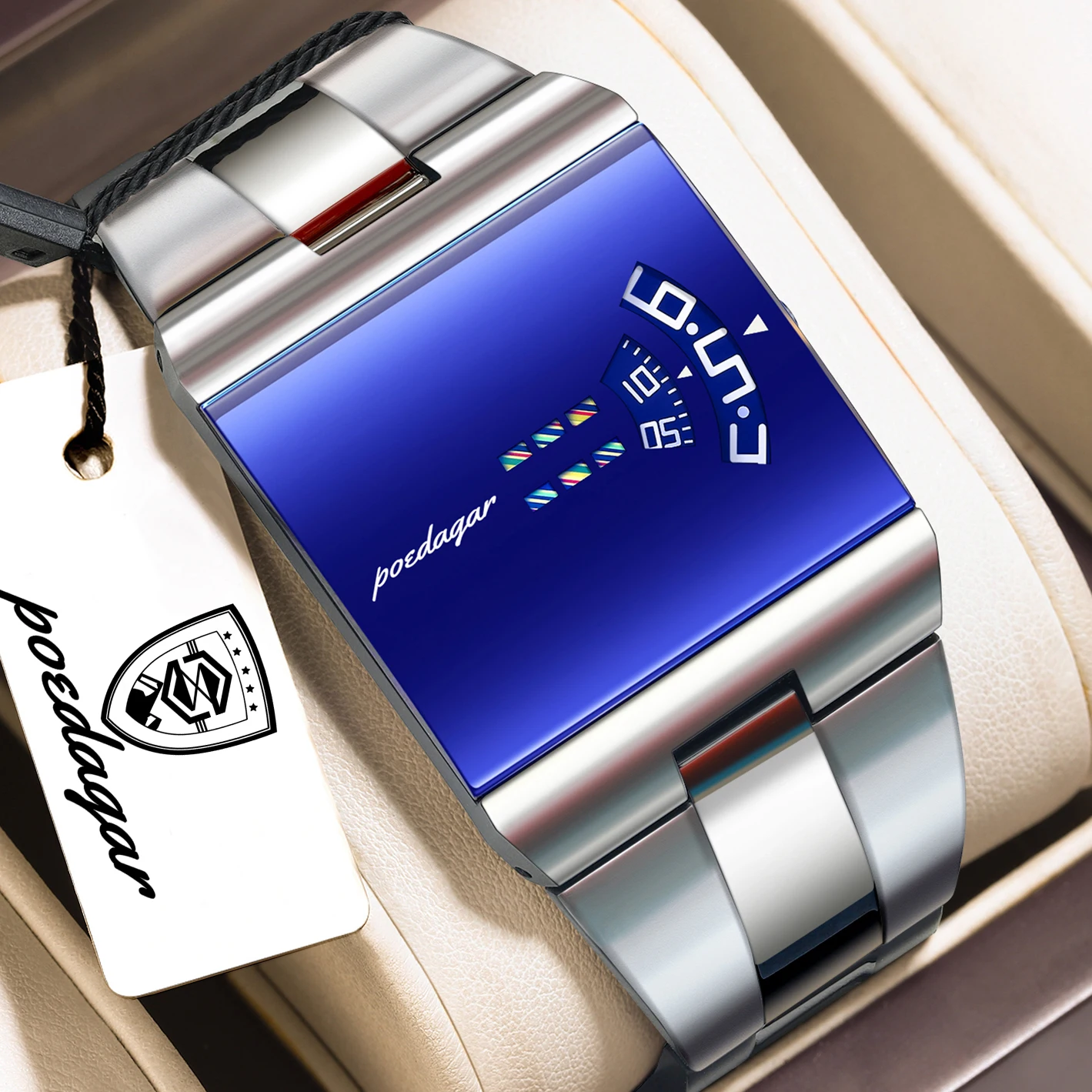 Reloj Deportivo De Cuarzo De Acero Inoxidable Para Hombre (caja Plateada, Esfera Azul).