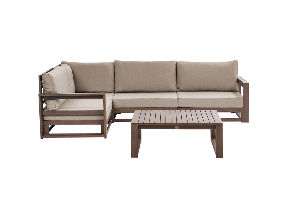 Juego de Jardín 4 Plazas BELIANI Timor II (Marrón - Madera - 167 x 252 x 72 cm)