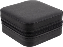 Estuche Joyería Portátil Resistente Compacto Cuero Negro Anillos Pendientes Hogar Viajes