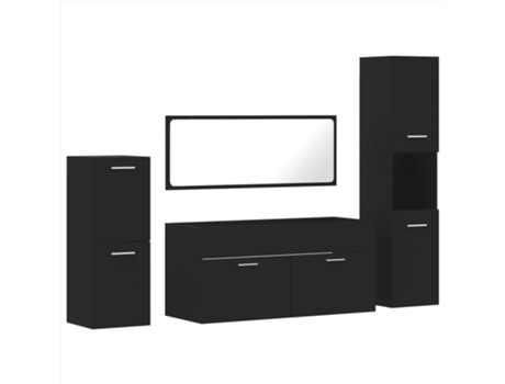 Conjunto 4 de muebles de baño VIDAXL madera contrachapada negro
