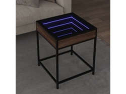 Mesa De Centro | Mesa De Café | Mesa De Salón Con Infinity Led Marrón Roble 40x40x51 Cm