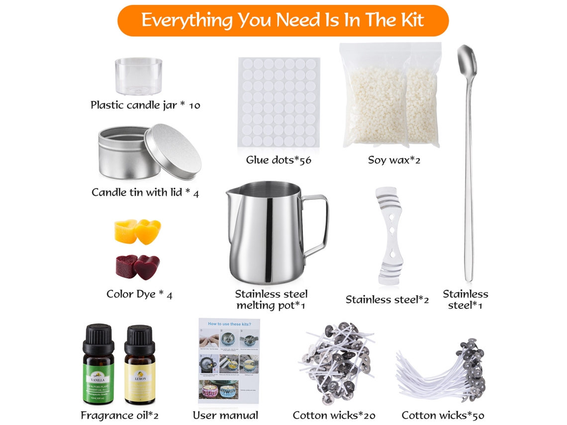 Kit para hacer velas caseras con cera de abeja y aceite aromático | Sin marca