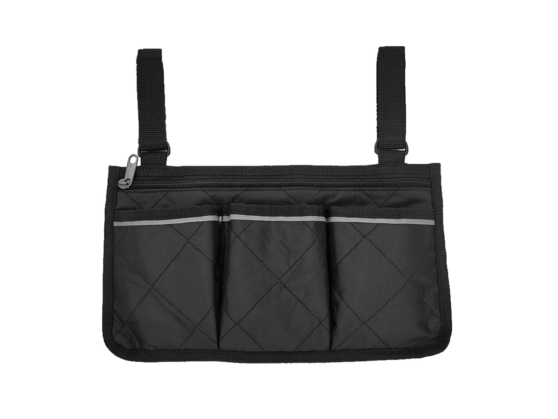 Bolsa Lateral Para Sillón De Ruedas Con Múltiples Bolsillos Y Gran Capacidad Organizador De Almacenamiento Negro