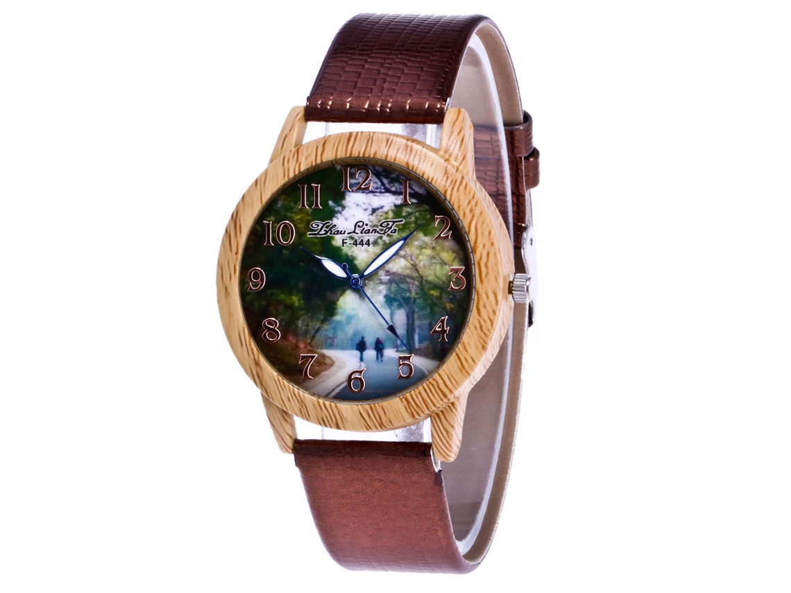 Reloj De Pulsera De Aleación Con Esfera Redonda Analógica Cuarzo Para Mujer Y Hombre (café)