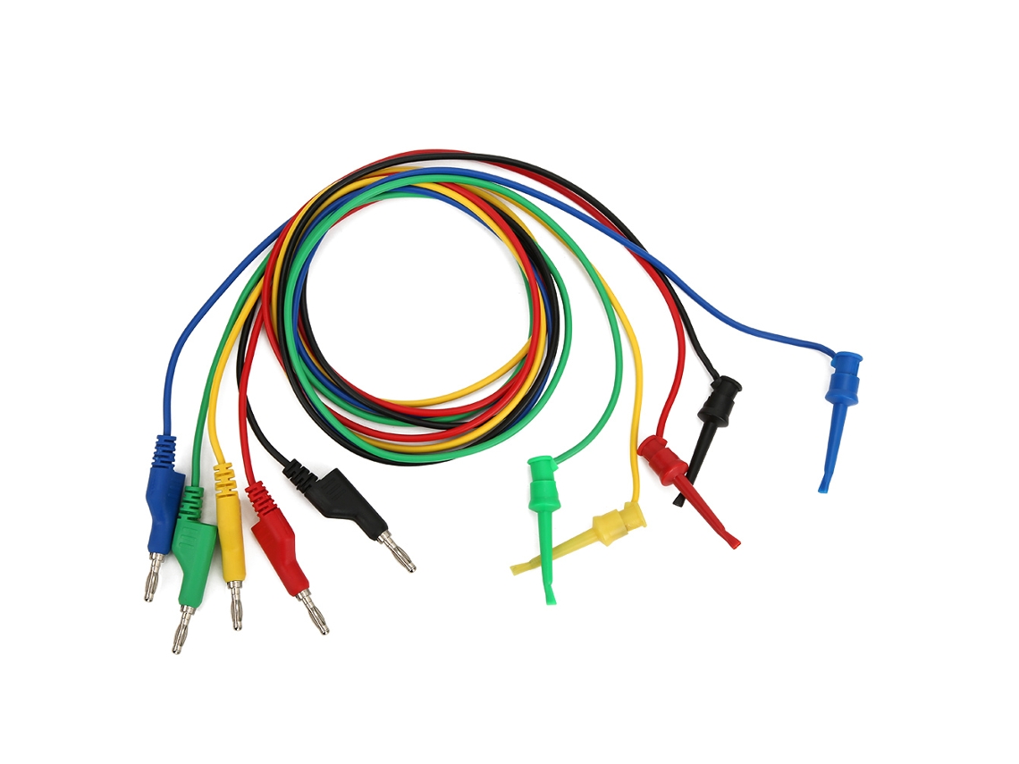 5 Cables De Prueba Apilables De 4 Mm Con Conector Banana Para Multímetro, 1 M, Con Pinza, Accesorio De Prueba P1045
