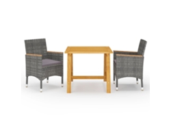 3 Piezas Conjunto de Comedor para Jardín en Color Gris